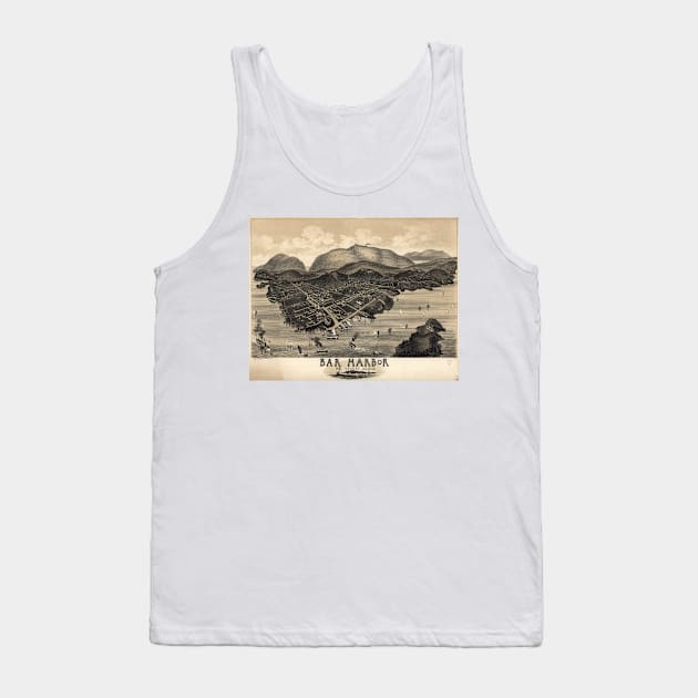 Vintage Pictorial Map of Bar Harbor (1886) Tank Top by Bravuramedia